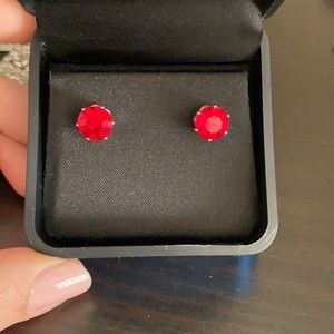 Ruby red stud earrings